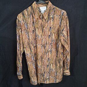 Tess Multicolored Long Sleeve Women's Blouse (Size S) (100% Polyester)